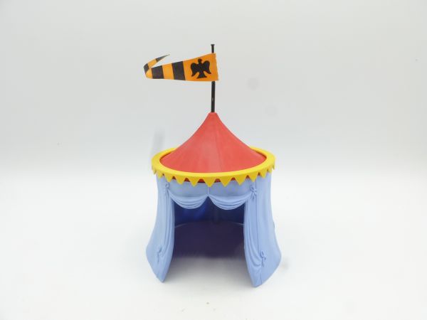 Timpo Toys Knight's tent, light blue, yellow border, red roof