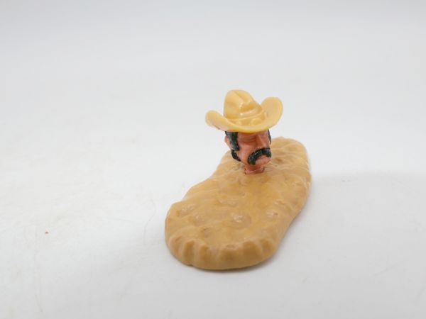 Timpo Toys Cowboy head 3rd/4th version, beige Stetson, black hair + moustache
