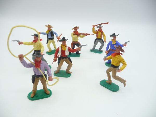 Timpo Toys 8 Cowboys 2nd version in different positions - nice set