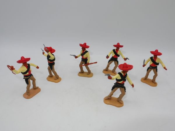 Timpo Toys Set of Mexicans on foot, yellow/red/beige (6 figures)