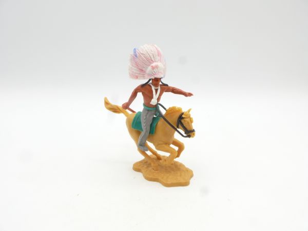 Timpo Toys Indian 2nd version on horseback, chief with knife