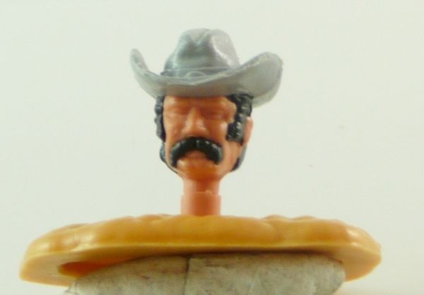Timpo Toys Rare cowboy head 3./4. version, black hairs
