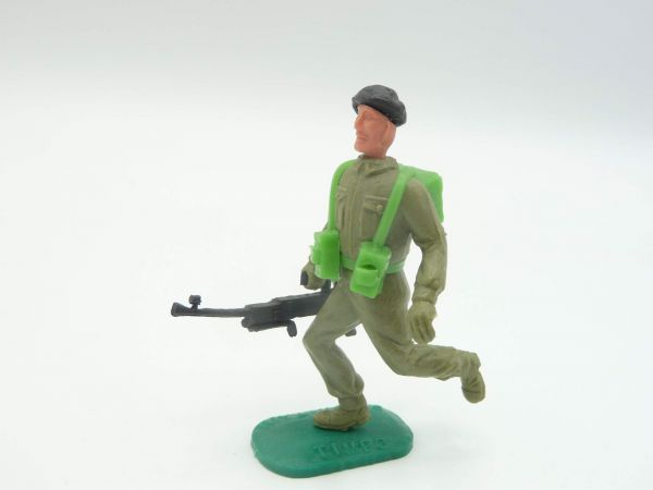 Timpo Toys Englischer Soldat 1. Version laufend mit MP, schwarzes Barett