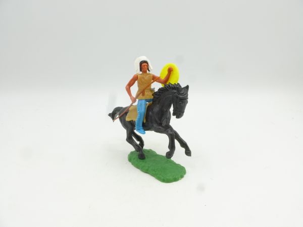 Elastolin 5,4 cm Indian riding with spear + shield