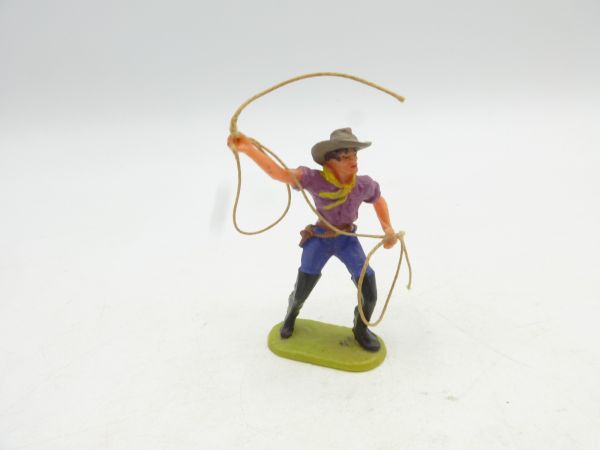 Elastolin 4 cm Cowboy with lasso, No. 6978, purple shirt