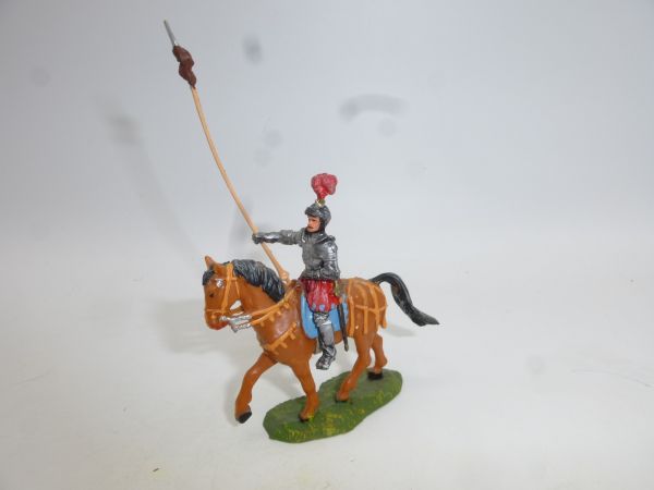 Elastolin 4 cm Lancer on pacing horse (brown), No. 9087