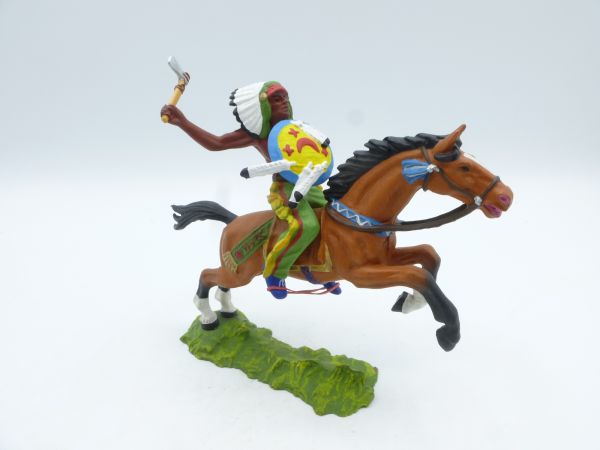 Preiser 7 cm Indianer zu Pferd mit Tomahawk, Nr. 6844 - Top-Zustand