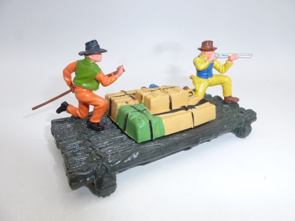 Britains Swoppets Raft with 2 Cowboys + luggage