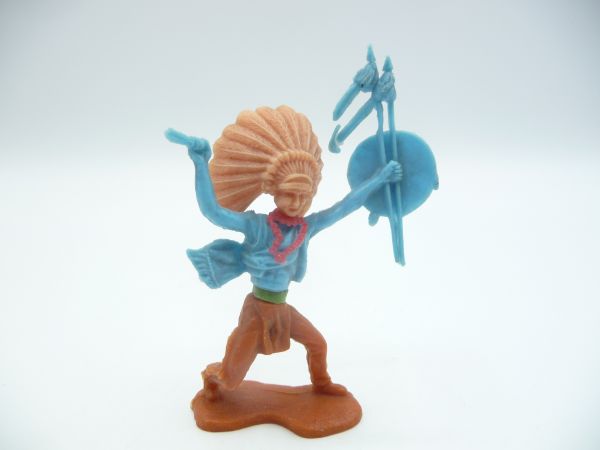 Britains Swoppets Indian with knife, spear + shield (made in France)