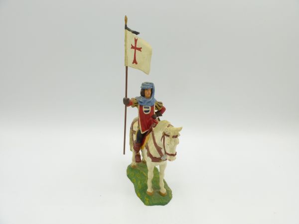 Elastolin 7 cm Knight / nobleman with flag - great modification, nice painting