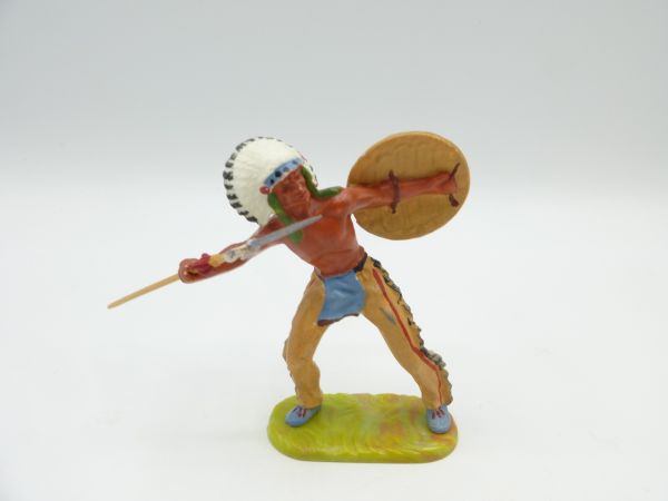 Elastolin 7 cm Indianer Speer werfend, Nr. 6822, Bem. 2a - schöne Figur