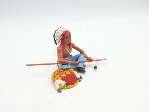 Elastolin 7 cm Chief sitting with spear, No. 6838