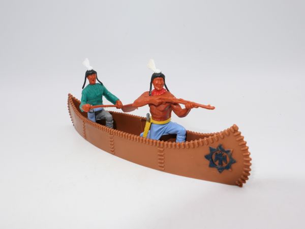 Timpo Toys Kanu braun / schwarzes Emblem mit 2 Indianern