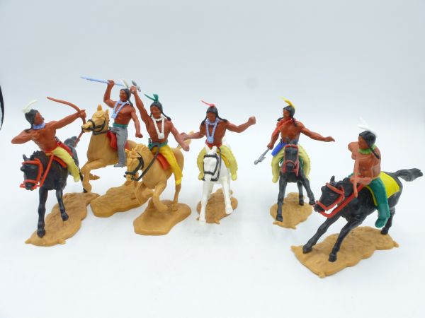 Timpo Toys Gruppe Indianer 3. Version reitend (6 Figuren)