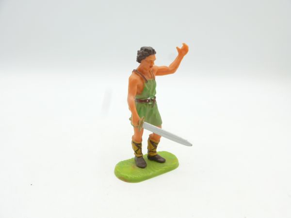 Elastolin 7 cm Norman with sword, No. 8839, light green - great painting