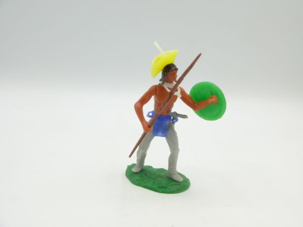 Elastolin 5,4 cm Iroquois standing with spear, shield + tomahawk