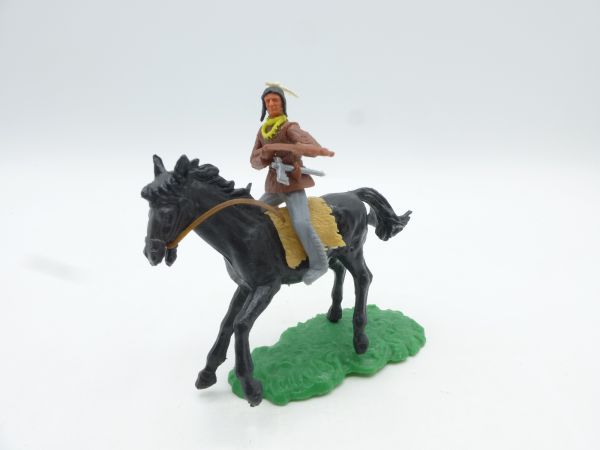 Elastolin 5,4 cm Indian riding, rifle firing - great horse
