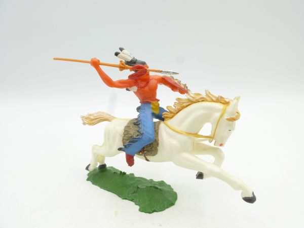 Elastolin 7 cm Indian on horseback with lance, No. 6853 - brand new, rare