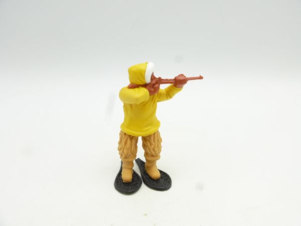 Timpo Toys Eskimo gelb, Gewehr schießend - seltenes hellbeiges Unterteil