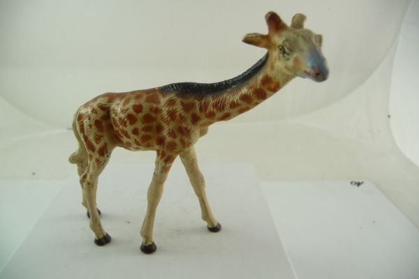 Elastolin (compound) Giraffe, small - great painting, ear damaged, colour abrasion, see photos