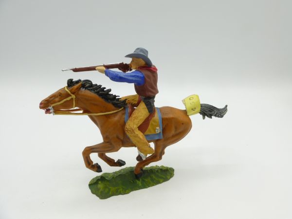 Elastolin 7 cm Cowboy zu Pferd mit Gewehr, Nr. 6996, Bem. 2 - Top-Zustand
