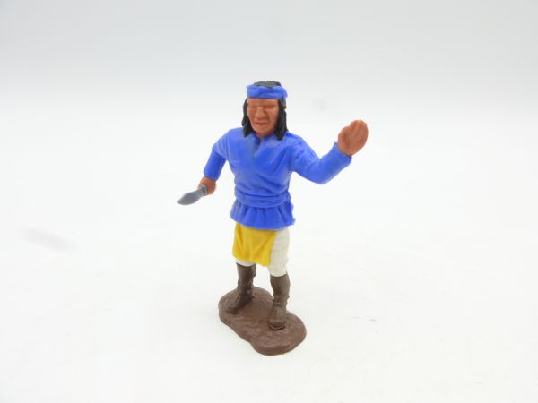 Timpo Toys Apache stehend mit Messer, mittelblau - schöne Bodenplatte