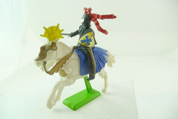 Britains Deetail Black knight riding with sword + shield