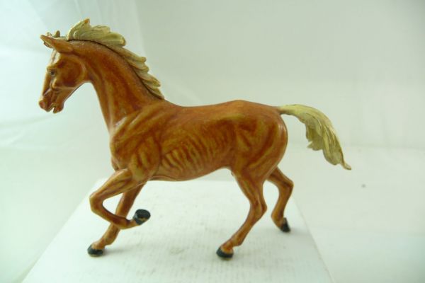 Elastolin 7 cm Pferd trabend, braun, Bem. 2 - extrem gute Altbemalung