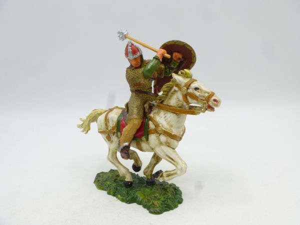 Elastolin 7 cm Norman with mace on horseback, No. 8870
