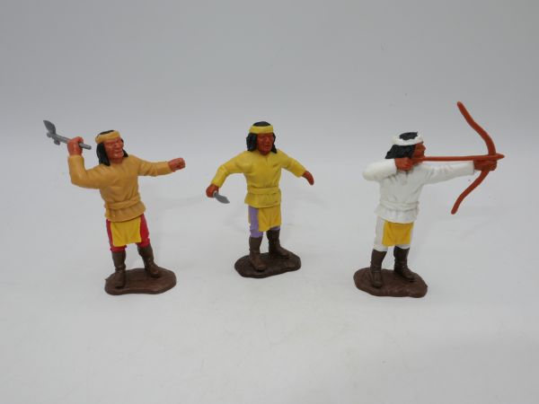 Timpo Toys 3 Apachen mit seltenen Unterteilen (schokobraune Stiefel)