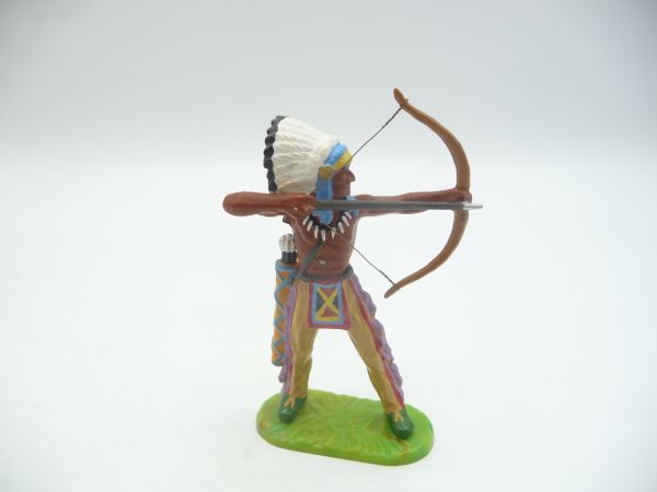 Elastolin 7 cm Indianer stehend mit Bogen, Nr. 6829, beige Hose - sehr guter Zustand