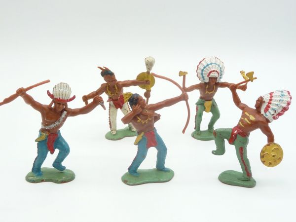 Crescent Toys 5 Indianer in unterschiedlichen Haltungen