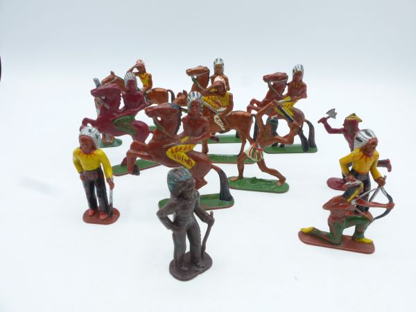 Margarine figures 13 Indians, approx. 5,5 cm (6 riders, 7 foot figures) - painted