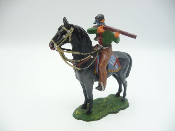 Elastolin 7 cm Bandit zu Pferd mit Gewehr, Nr. 7000 - tolle Bemalung