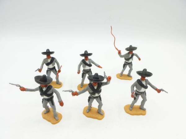 Timpo Toys Great set of Mexicans (6 figures), grey/black/white - great combination