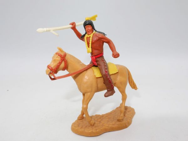 Timpo Toys Indianer auf seltenem gehenden Pferd (beige, braune Zügel / Zaumzeug)
