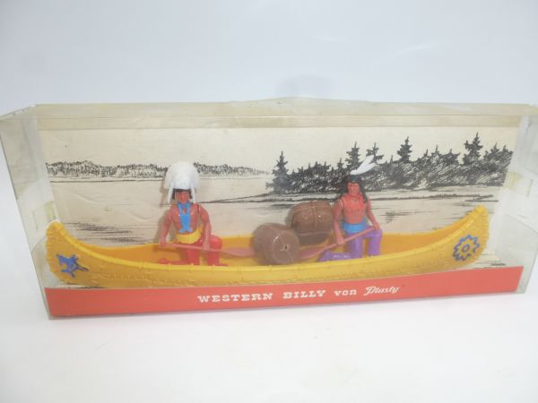 Plasty Indian canoe with 2 Indians + luggage - orig. packaging, brand new