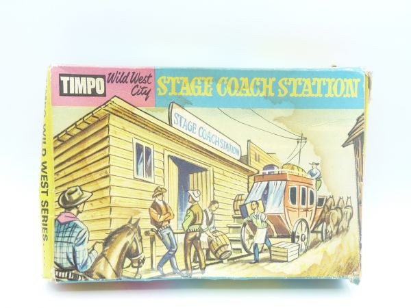 Timpo Toys Altbox / Leerkarton Stage Coach Station - mit Lagerspuren