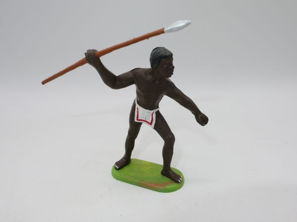 Preiser 7 cm African standing with spear, No. 8200 - painting see photos