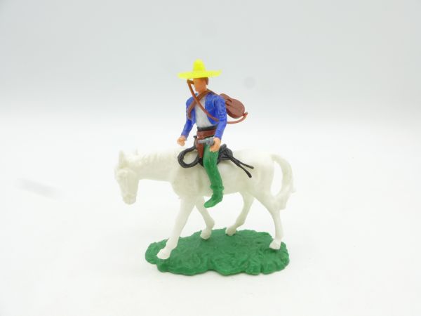 Elastolin 5,4 cm Mexican riding with guitar + pistol - rare horse