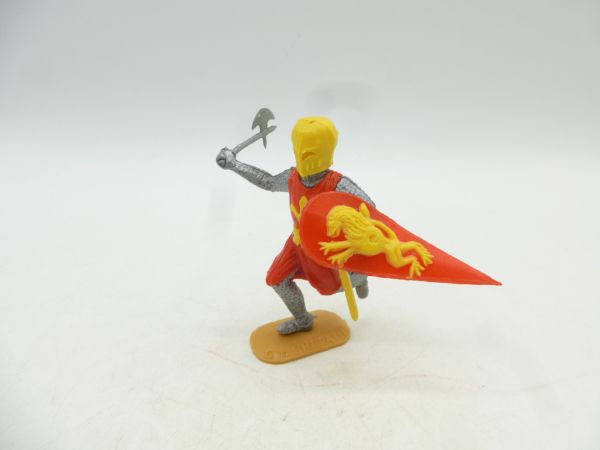 Timpo Toys Medieval knight running, red/yellow with battle axe