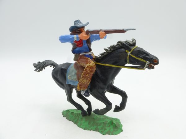 Elastolin 7 cm Cowboy zu Pferd mit Gewehr, Nr. 6996 - schöne Bemalung