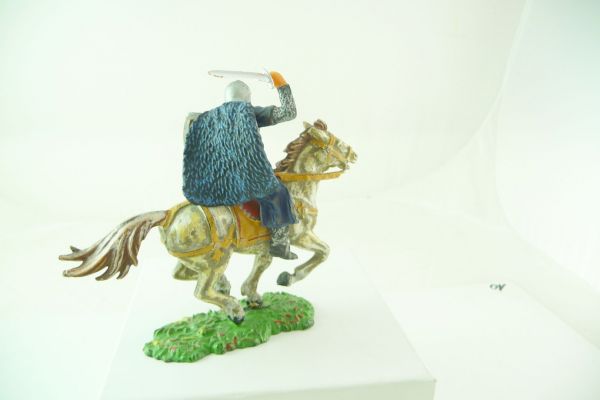 Elastolin 7 cm Norman on horseback with sword + cape, No. 8857 - great modification