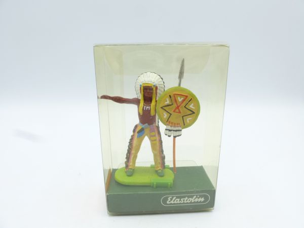 Preiser 7 cm Chief standing with spear + shield, No. 6802 - orig. packaging