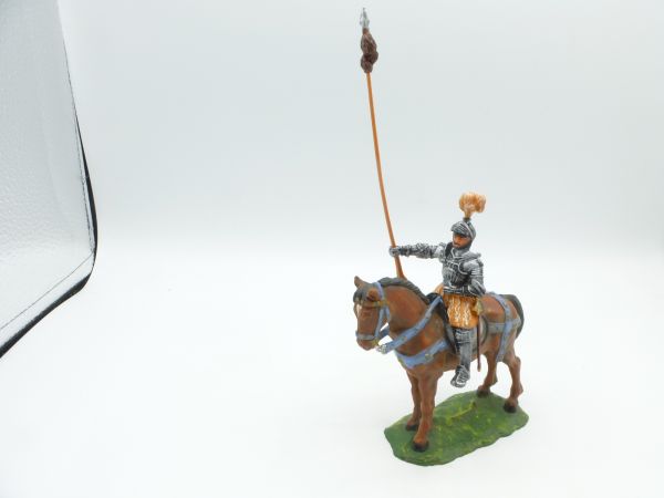 Elastolin 7 cm Lancer on walking horse, No. 9077 - nice figure
