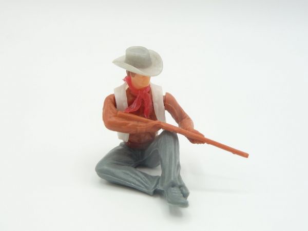 Elastolin 5,4 cm Cowboy sitzend mit Gewehr