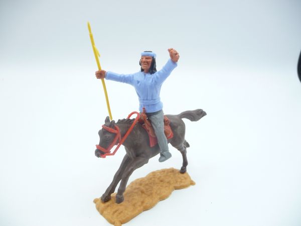 Timpo Toys Apache riding light blue, holding spear sideways