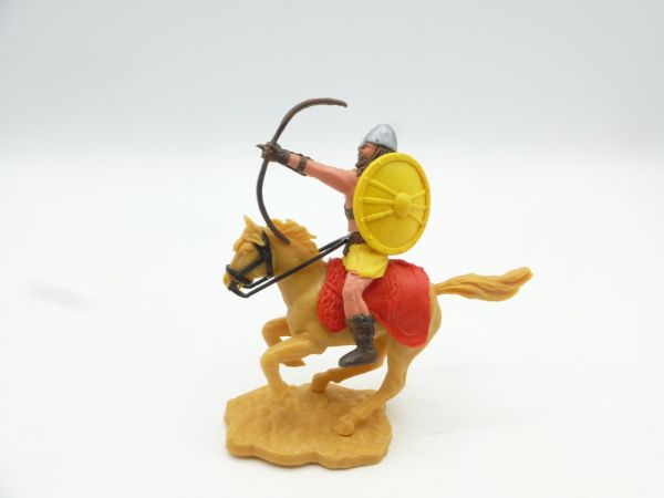 Timpo Toys Wikinger, Bogenschütze reitend, gelbes Schild