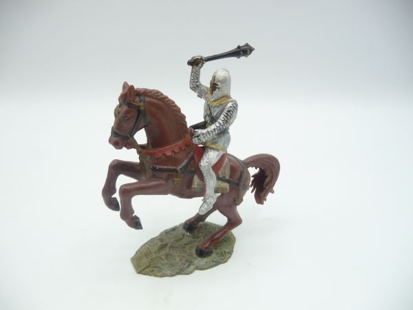 Starlux Silver knight riding, mace raised - early figure