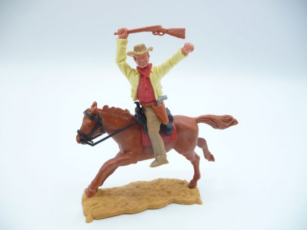 Timpo Toys Cowboy 3. Version reitend, Gewehr schlagend - Oberteil seltene Farbe